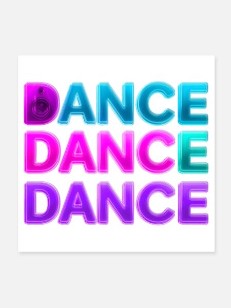 DANCE DANCE DANCE – Neon 80s mit Boxen - Poster 20x20 cm - Weiß - Vorne