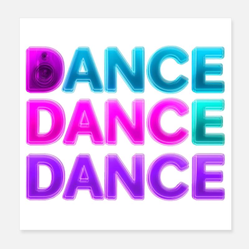 DANCE DANCE DANCE – Neon 80s with speakers - Poster 8" x 8" (20x20 cm) - white