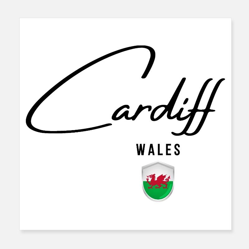 Elegantes Design Cardiff, walisischer Stolz Poster 20x20 cm