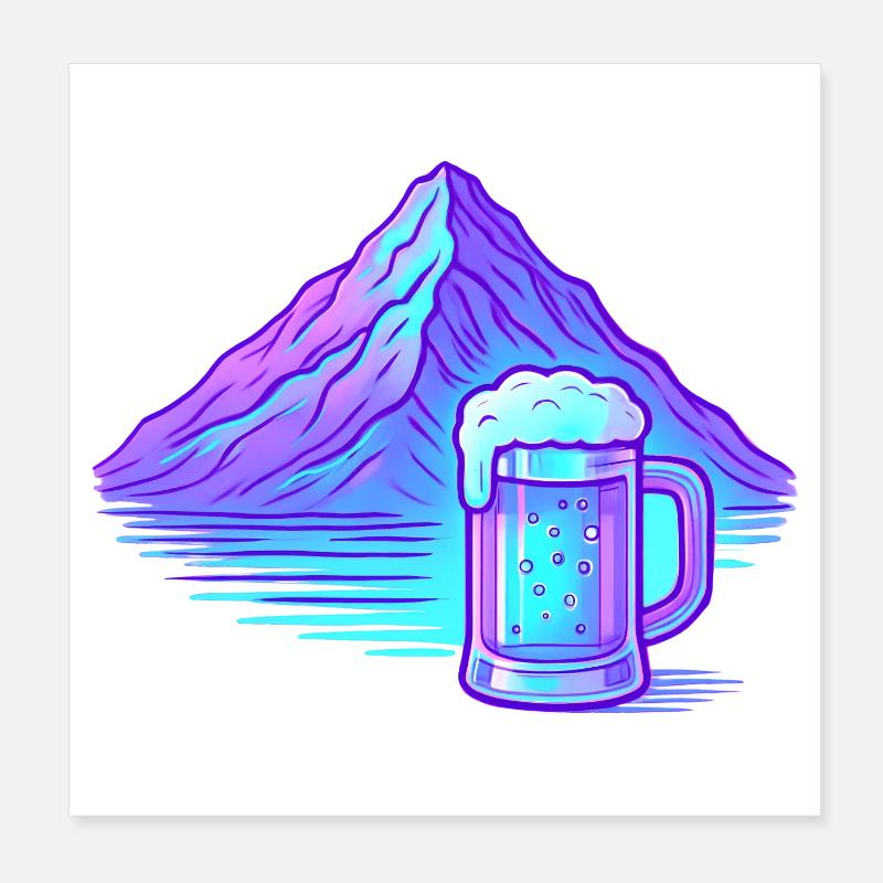 Bière Bergneon Gloss Blue Poster 20 x 20 cm