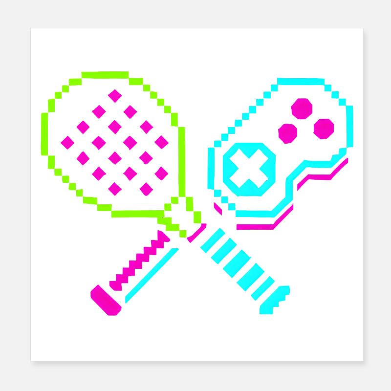 Paddles Néon Arcade Rétro Poster 20 x 20 cm