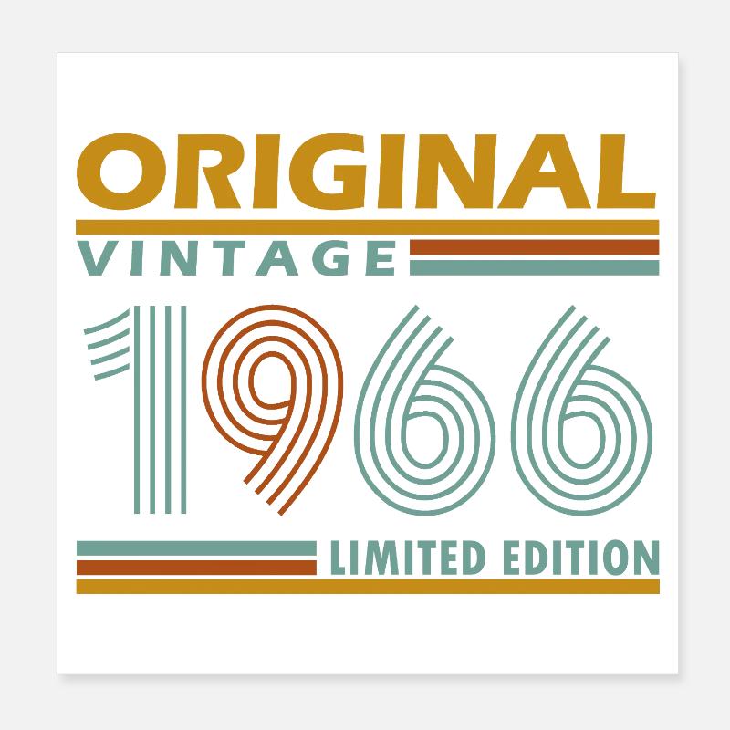 Original Vintage 1966 Edition Limitée 60 Ans Poster 20 x 20 cm