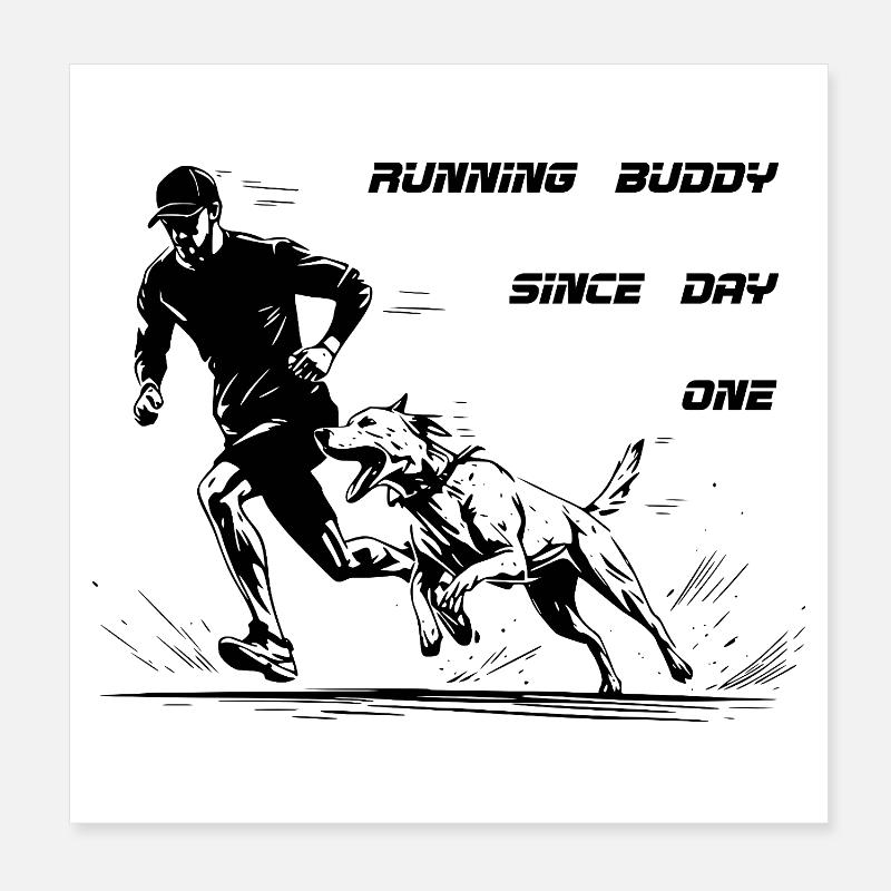 Jogging with Dog Running Buddy Poster 8" x 8" (20x20 cm)