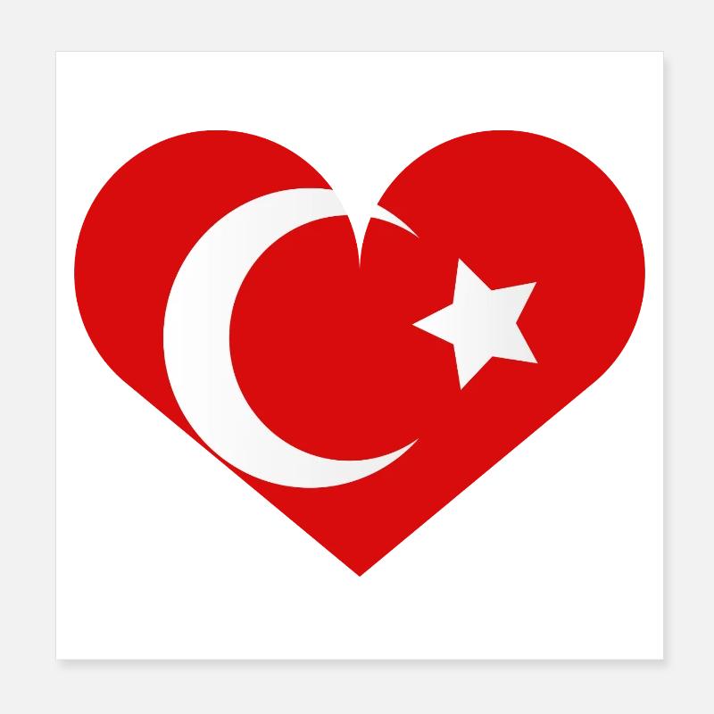 Heart-shaped Turkish flag Poster 8" x 8" (20x20 cm)