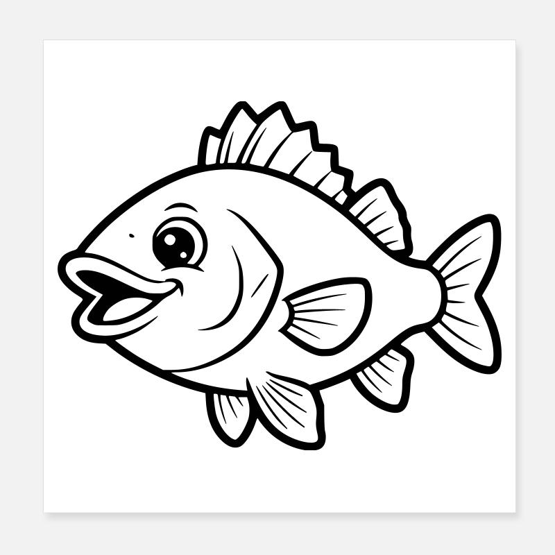 Page de coloriage de bandes dessinées Poisson Perch Mignon Poster 20 x 20 cm
