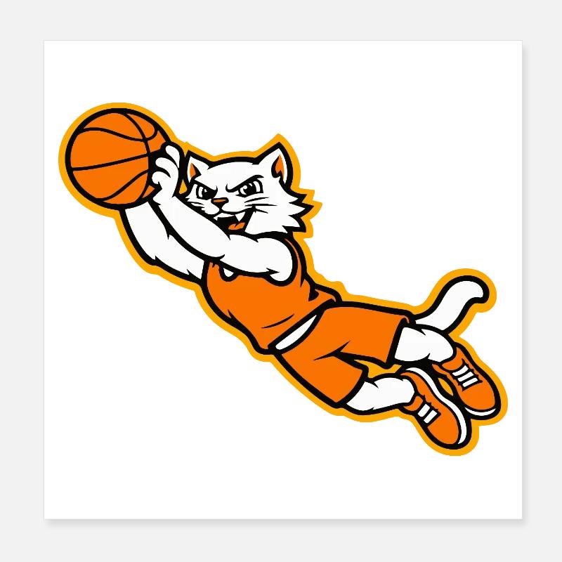 Wildcat-Basketball Flying Dunk Maskottchen Poster 20x20 cm