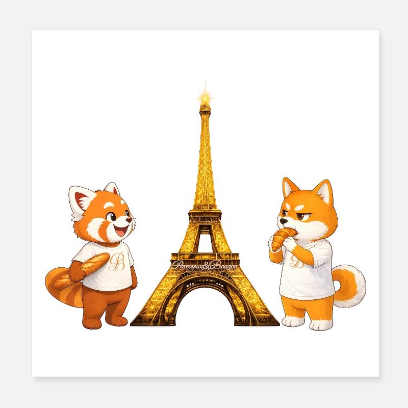 Lazy & Grumpy in Paris Poster 8" x 8" (20x20 cm)