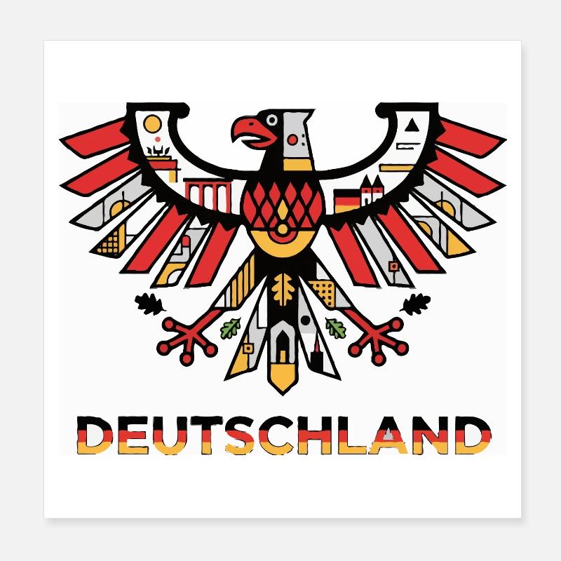 German Eagle Flag Motif Poster 8" x 8" (20x20 cm)
