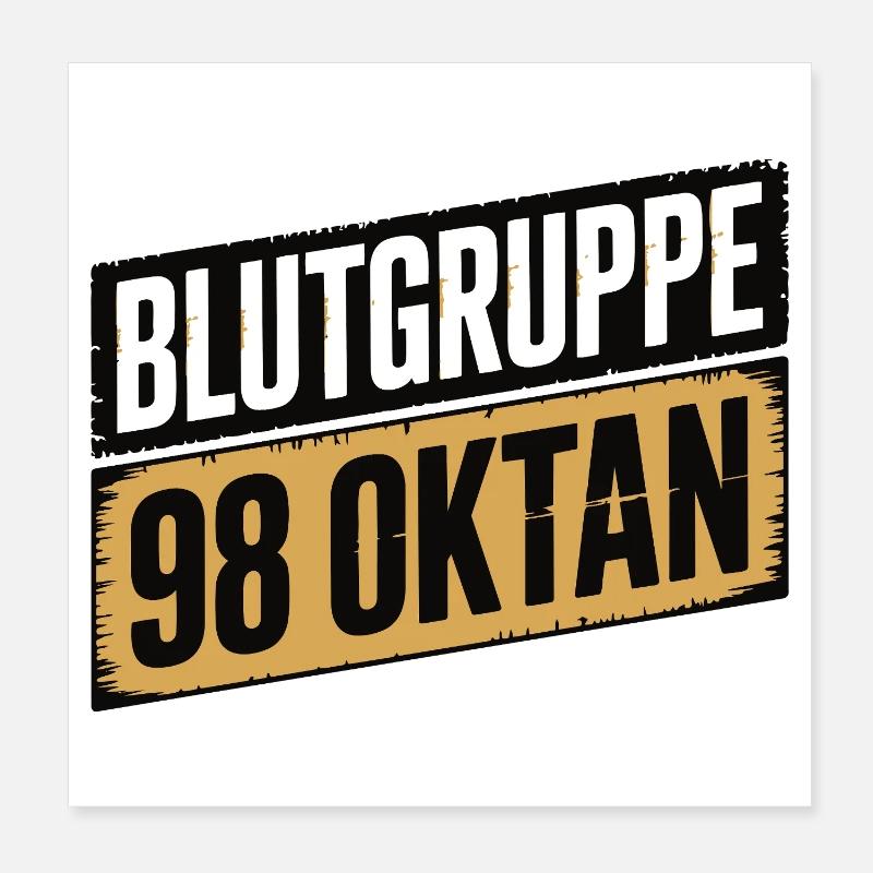 Blood Type 98 Octane - Gasoline Design Poster 8" x 8" (20x20 cm)