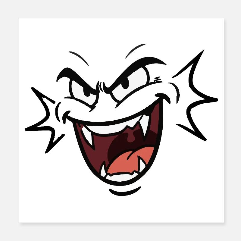 Lustiges Vampir Gesicht Lachmuster comic Poster 20x20 cm