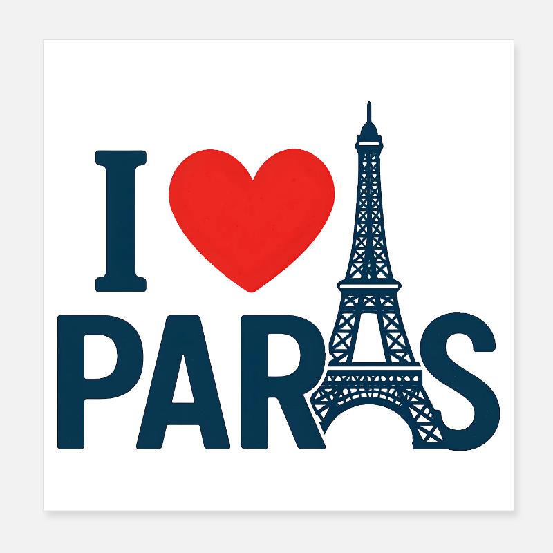 J'aime Paris et Tour Eiffel Poster 20 x 20 cm