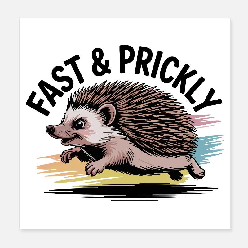 Colorful Sprint Hedgehog Poster 8" x 8" (20x20 cm)