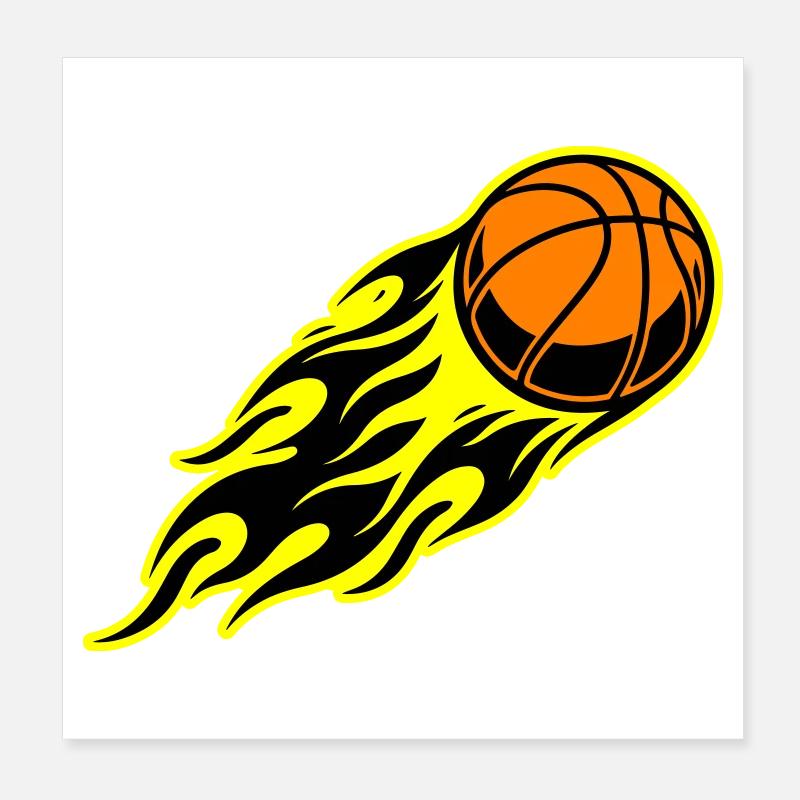 Flamme du basket-ball Poster 20 x 20 cm