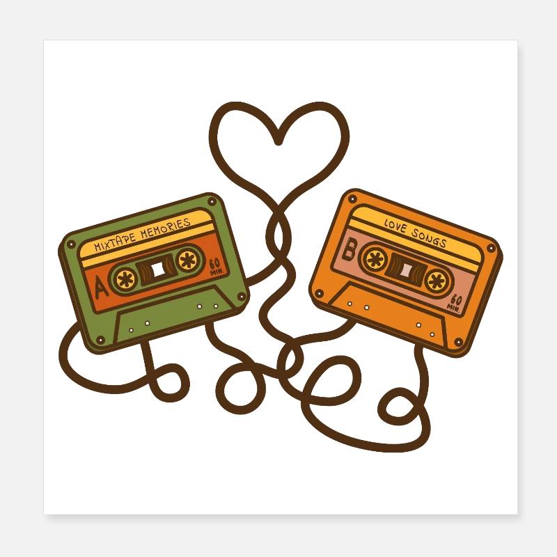 Mixtape Memories – Retro Cassettes Poster 8" x 8" (20x20 cm)