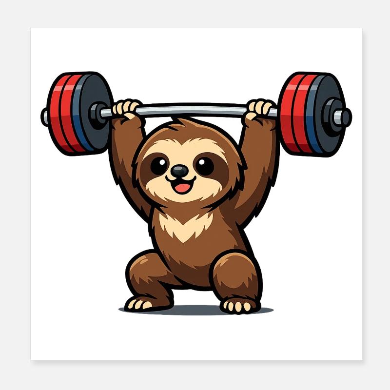 Powerful sloth lift Poster 8" x 8" (20x20 cm)