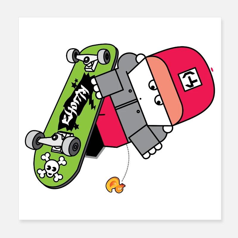 Neon Skate Panda Grafik Poster 20x20 cm