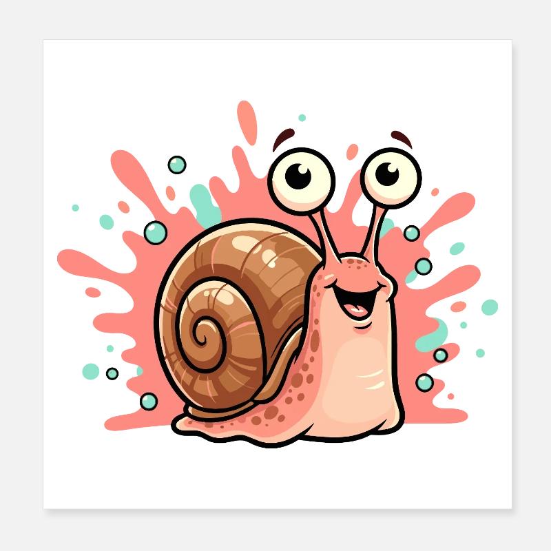 Cheerful Snail Splash Design Poster 8" x 8" (20x20 cm)
