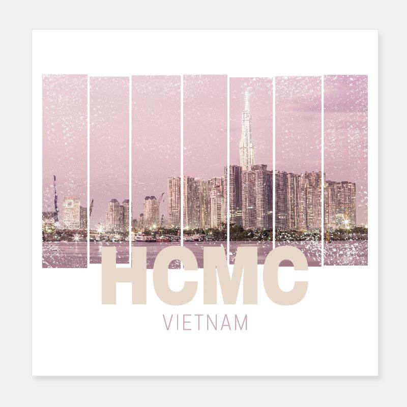 HCMC Saïgon (Hô Chi Minh-Ville) Skyline Vietnam Poster 20 x 20 cm