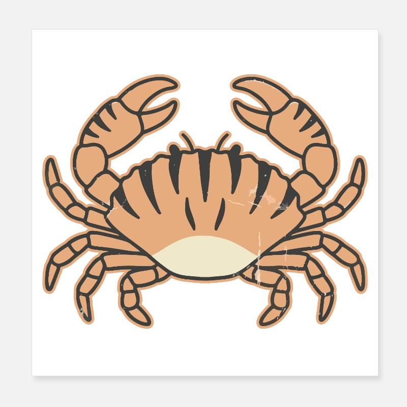 Crabe stylisé à rayures tigrées Poster 20 x 20 cm