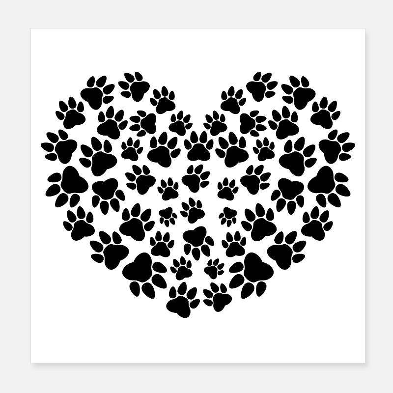 Cœur de pattes de chien Poster 20 x 20 cm