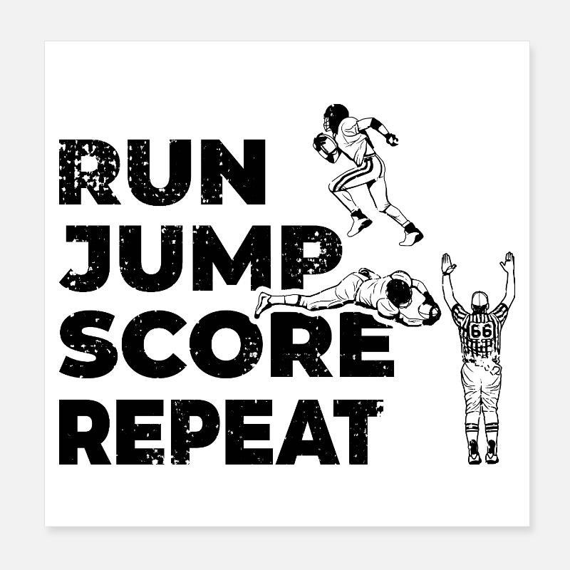 Run Jump Score Repeat Poster 20x20 cm