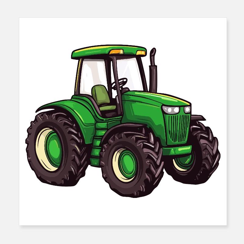 Green Tractor Poster 8" x 8" (20x20 cm)