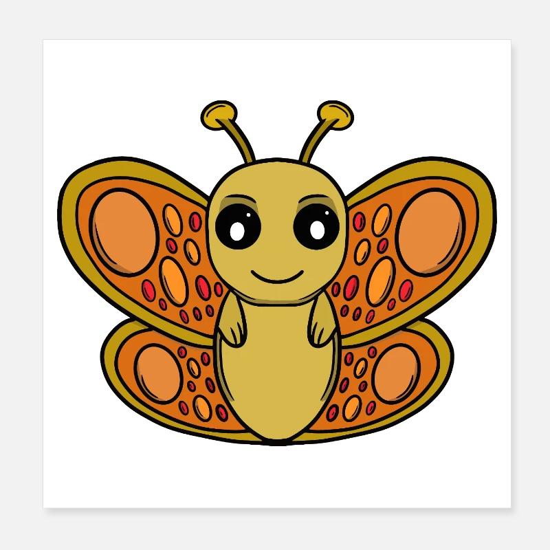Sunny Chibi Butterfly Poster 8" x 8" (20x20 cm)