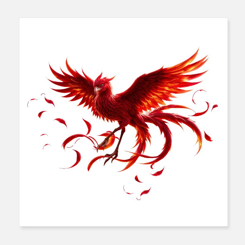 Phénix écarlate en vol Poster 20 x 20 cm