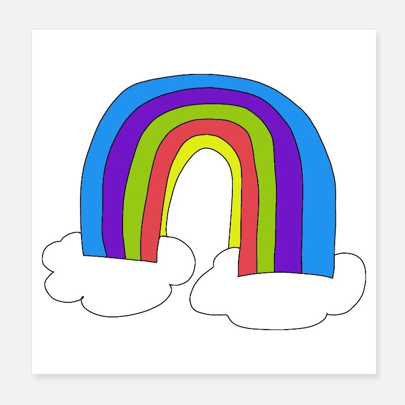 Rainbow Kids Child Clouds Poster 8" x 8" (20x20 cm)