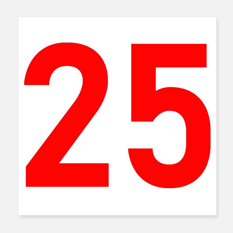 25. 25 ANS. 25e ANNIVERSAIRE. ANNIVERSAIRE 25 ANS. Poster 20 x 20 cm