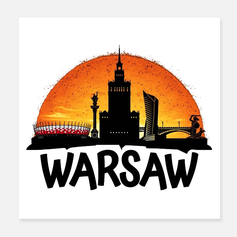 Coucher de soleil sur Varsovie Poster 20 x 20 cm