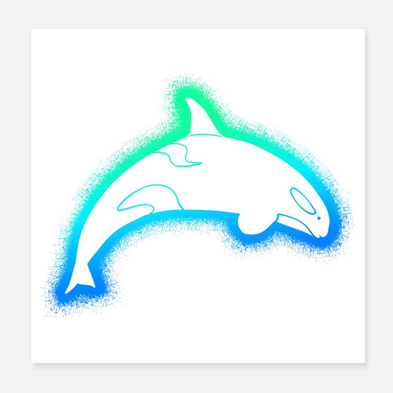 Orca Wal Schwertwal Kinder Herren Jungen Orcas Poster 20x20 cm
