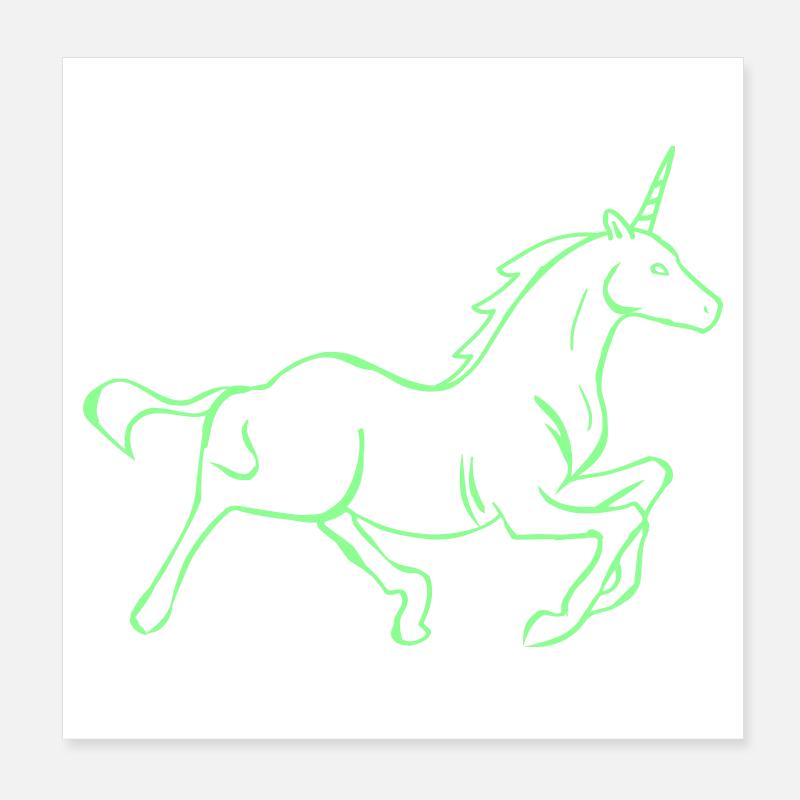 Neon Einhorn Silhouette Poster 20x20 cm