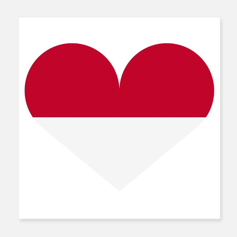 Indonesische Flagge in Form eines Herzens Poster 20x20 cm
