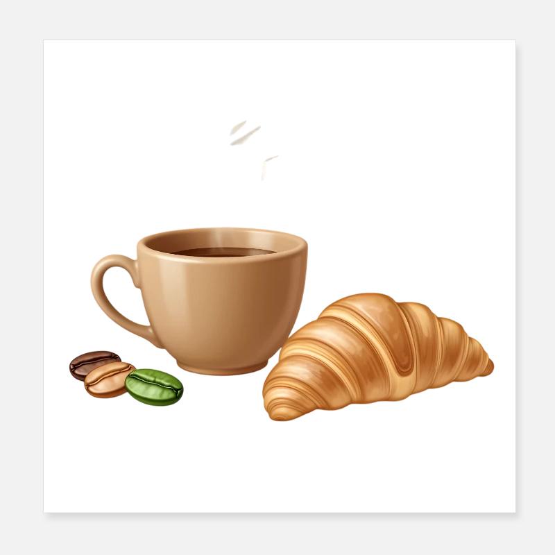 Coffee Croissant Moment Poster 8" x 8" (20x20 cm)