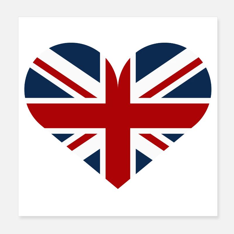 Flagge Großbritanniens in Form eines Herzens Poster 20x20 cm