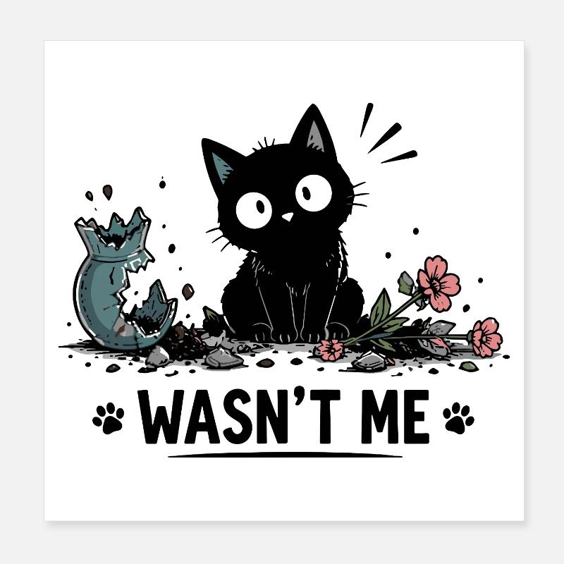 N’étais-je pas drôle chat noir avec cassé Poster 20 x 20 cm