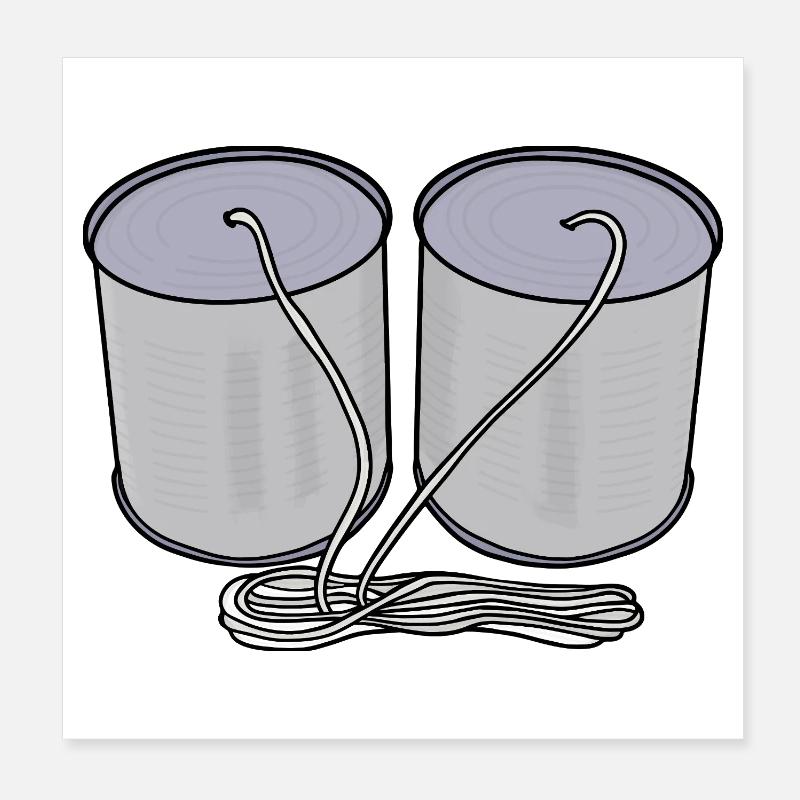 Téléphone en boîte de fer-blanc Poster 20 x 20 cm