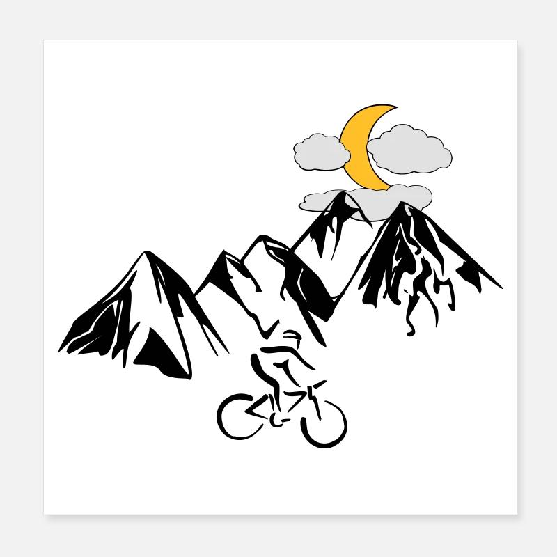 Mountain bikers with mountains Poster 8" x 8" (20x20 cm)