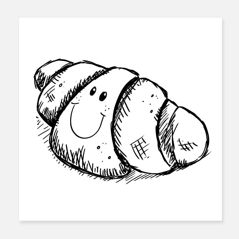 Drôle Croissant - Petit déjeuner - Matin Poster 20 x 20 cm