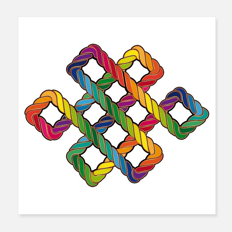 Buddhistischer Endlosknoten Regenbogen Poster 20x20 cm