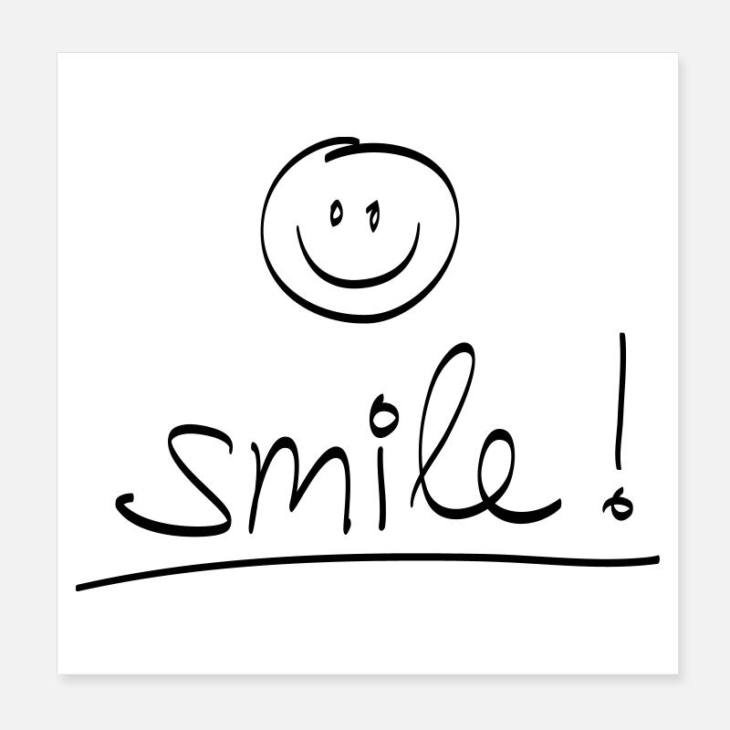 Handschrift “SMILE!” mit lachendem Gesicht Poster 20x20 cm