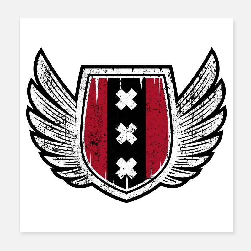 Karmesinroter Schild mit Winged X Emblem Poster 20x20 cm