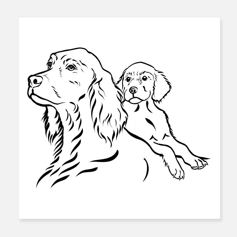 Setter chienne avec chiot - Poster 20 x 20 cm - blanc
