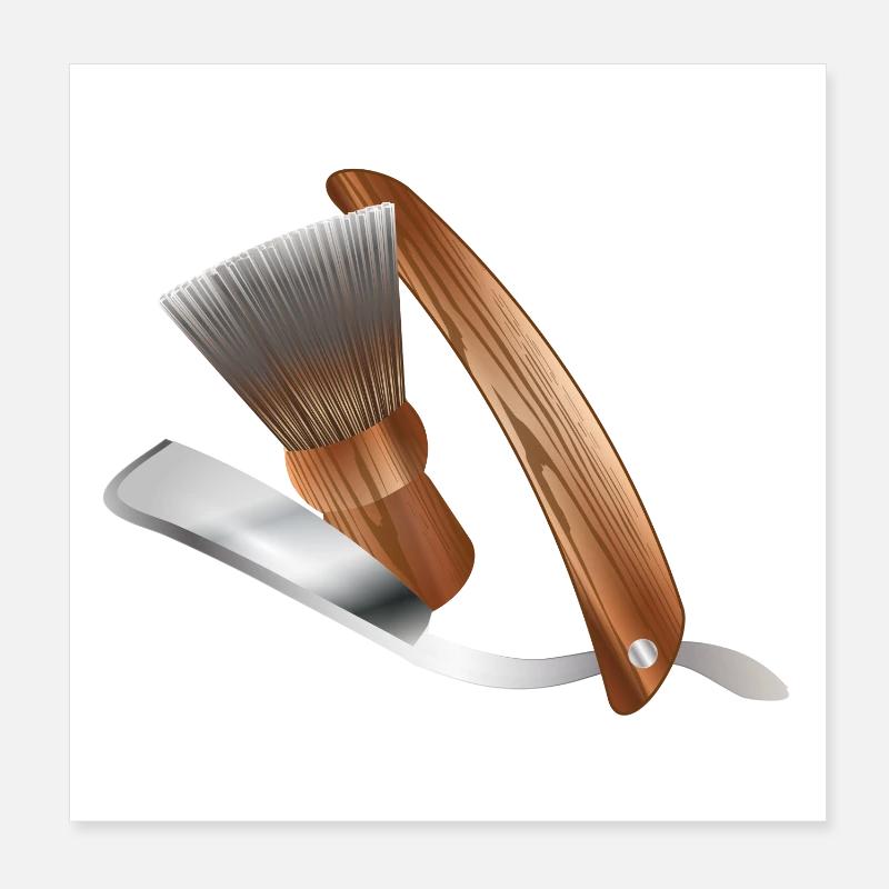 classic razor and shaving brush Poster 8" x 8" (20x20 cm)