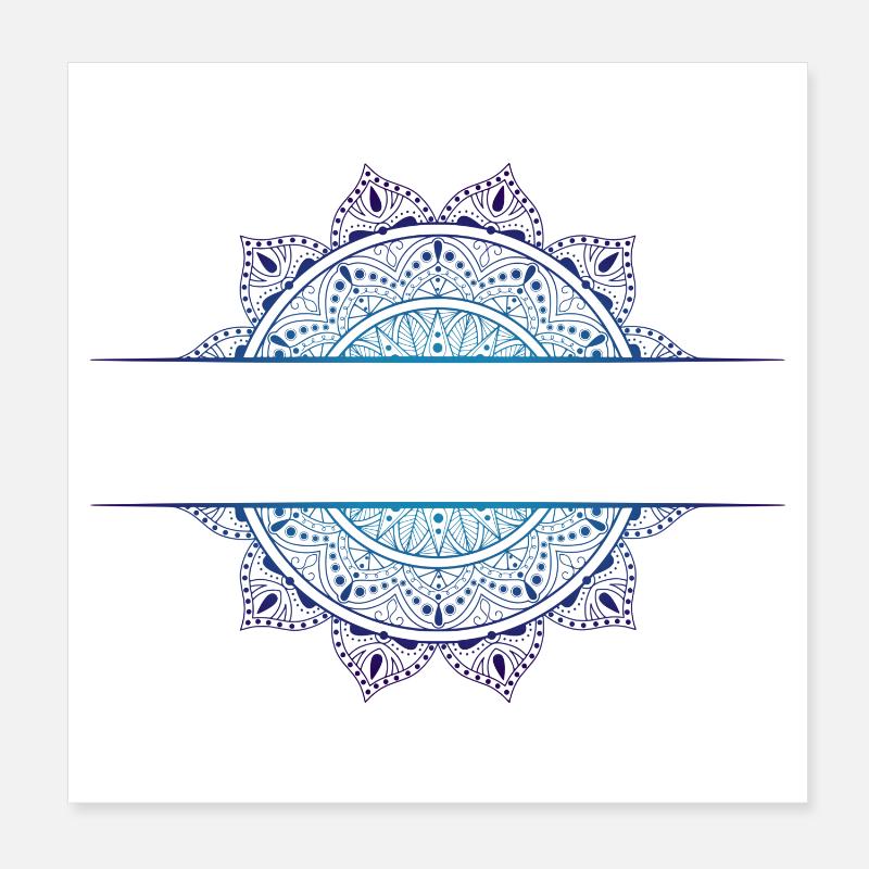 Mandala Cyan Magenta - Poster 20 x 20 cm - blanc