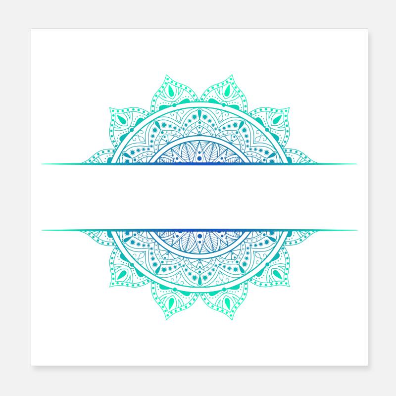 Mandala Cyan Green Poster 20 x 20 cm