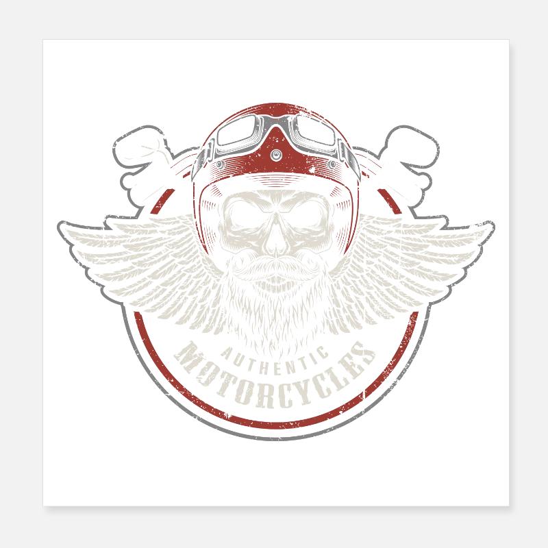 Grim Wings Motorradschädel-Emblem Poster 20x20 cm