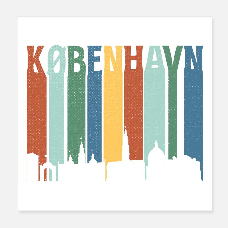København Neon Skyline Pattern Poster 8" x 8" (20x20 cm)