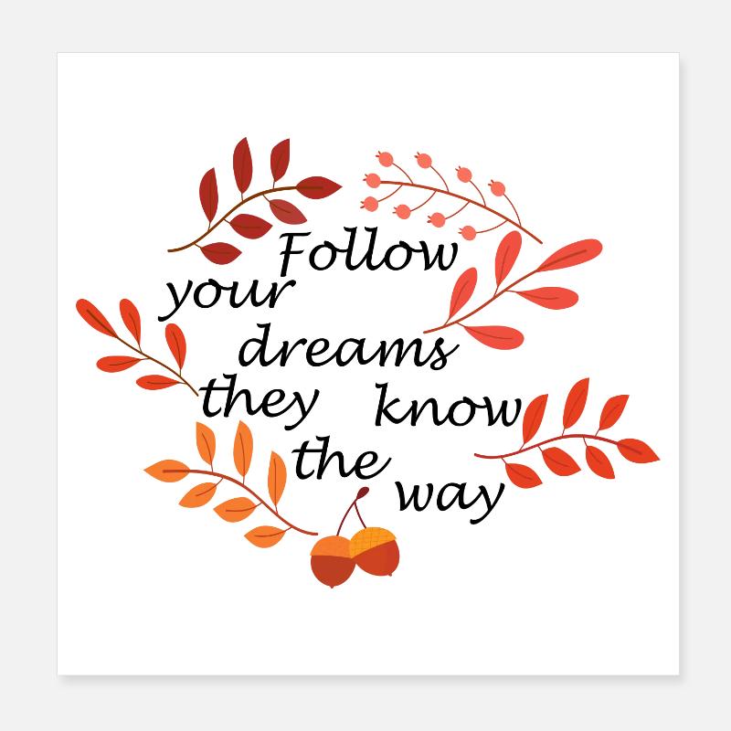 Herbstlaub und Eicheln Muster Poster 20x20 cm